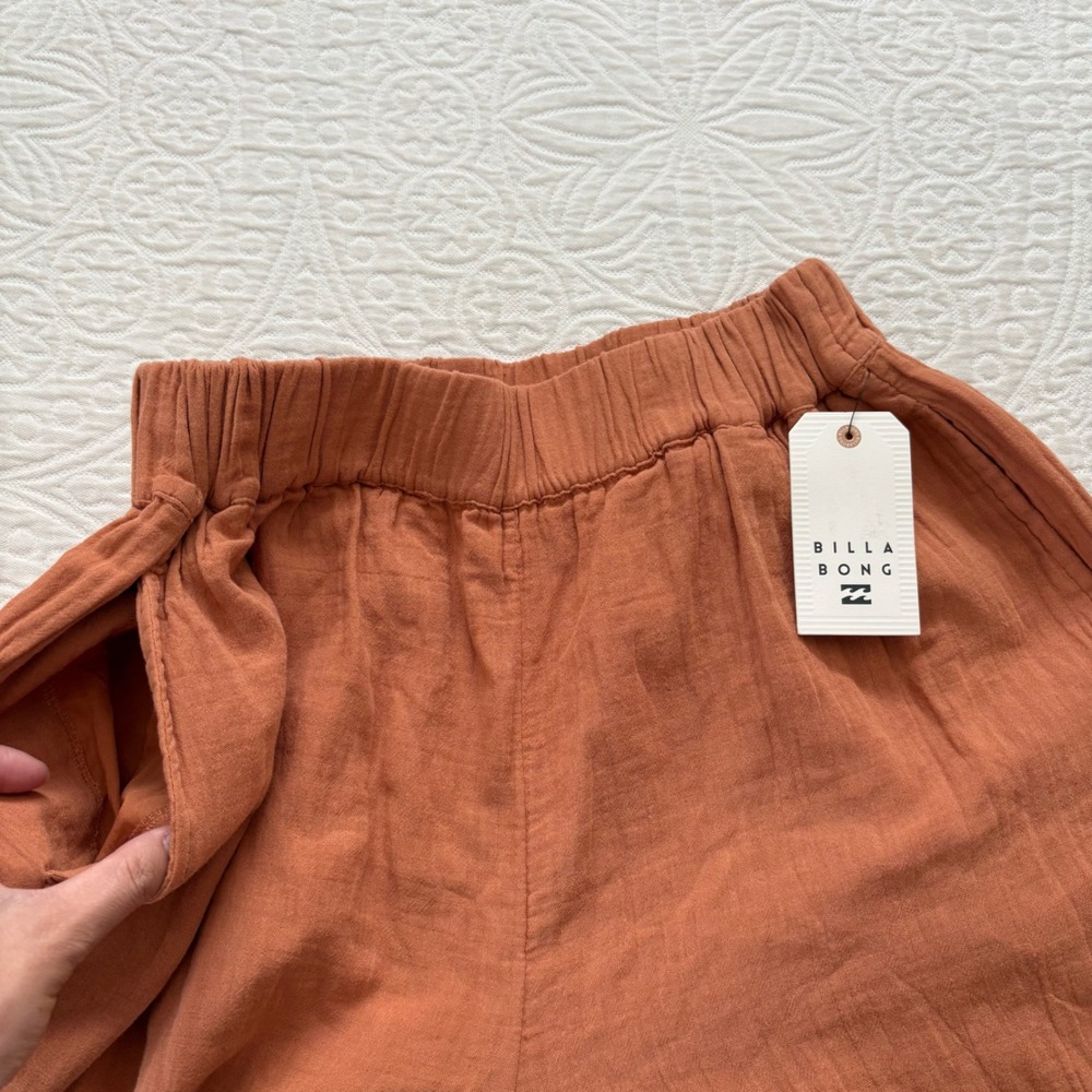 Billabong Lightweight Cotton Crop Top and Pants Set, Toffee Sz S - Picture 7 of 7